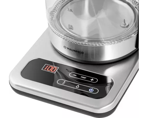 Чайник MAUNFELD MGK-614BK серебристый/черный стекло