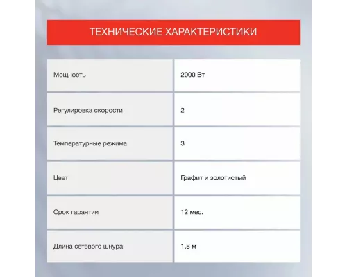 Фен StarWind SHD 6077 графит/золотистый