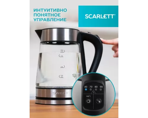 Чайник Scarlett SC-EK27G55 черный/серебристый