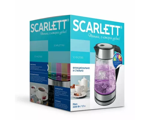 Чайник Scarlett SC-EK27G55 черный/серебристый