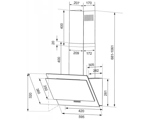Вытяжка KRONA VENERA 600 black S