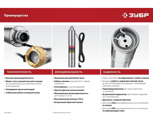 Насос скважинный Зубр НСЦ-100-135 
