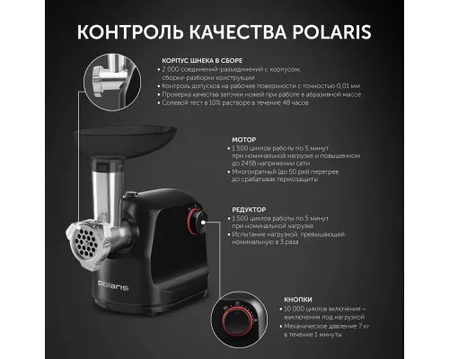 Мясорубка Polaris PMG1872 черный (R)