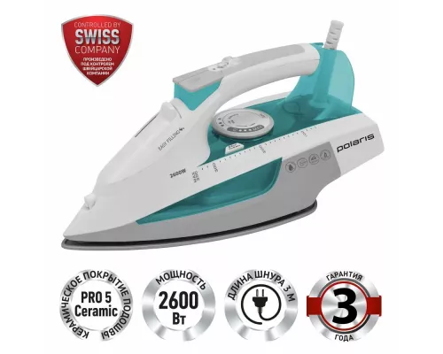 Утюг Polaris PIR2695AK Белый/Бирюзовый