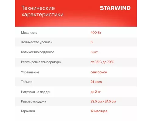 Сушилка для овощей и фруктов StarWind SFD6430 синий