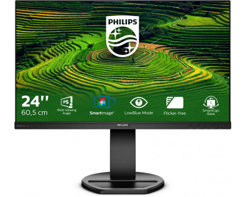 МОНИТОР 23.8" PHILIPS 241B8QJEB/00 Black с поворотом экрана (IPS, 1920x1080, 5 ms, 178°/178°, 250 cd/m, 50M:1, +DVI)