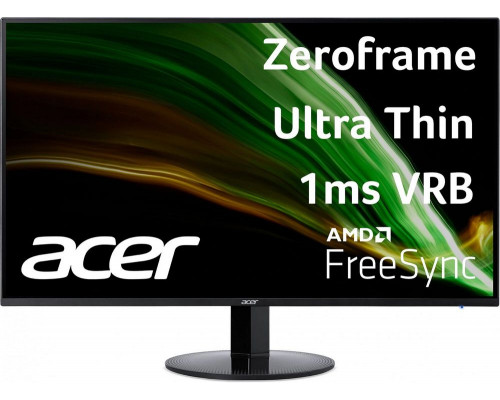 Монитор 23,8" ACER  SA241YAbi   VA, 1920x1080, 16:9, 178°/178°, 75Hz, 1ms, 250cd, 1xVGA+ 1xHDMI(1.4),  FreeSync, ZeroFrame, UltraThin Black