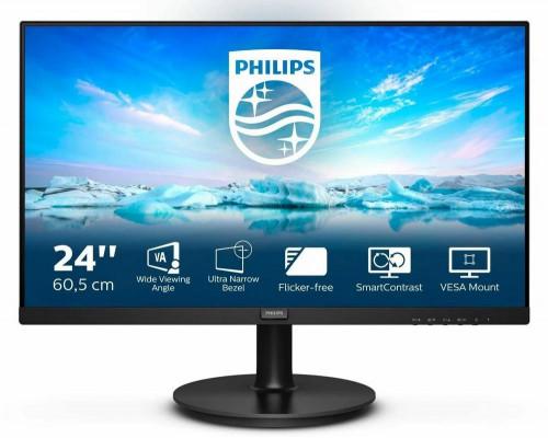 Монитор 23.8" PHILIPS 241V8L/00(01) Black (VA, 1920x1080, 75Hz, 4 ms, 178°/178°, 250 cd/m, 3000:1, +HDMI)