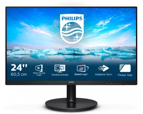 Монитор 23,8" Philips 242V8LA 1920x1080 75Гц VA LED 16:9 4ms D-Sub HDMI DP Mega Infinity DCR 3000:1 178/178 250cd Tilt Speakers Black