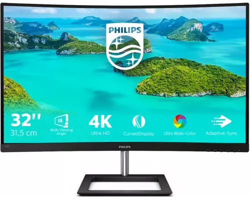 Монитор 31.5" Philips 328E1CA/00 Black (4K, VA, изогнутый, 3840x2160, 4 ms, 178°/178°, 250 cd/m, 2500:1, +2xHDMI 2.0, +D