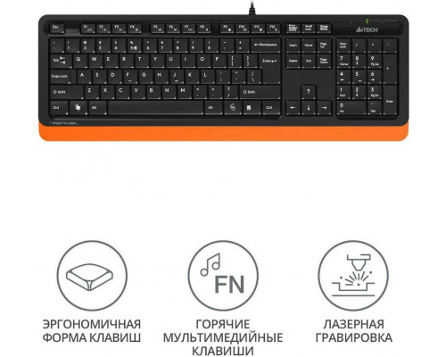 Клавиатура A4Tech Fstyler FK10 черный/оранжевый USB Multimedia