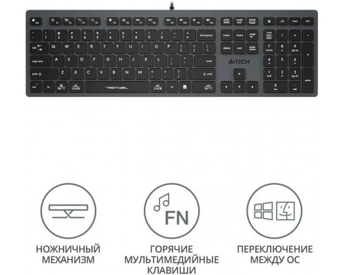 Клавиатура A4Tech Fstyler FX50 серый USB slim Multimedia (FX50 GREY)