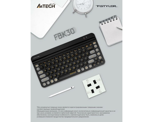 Клавиатура A4Tech Fstyler FBK30 черный USB беспроводная