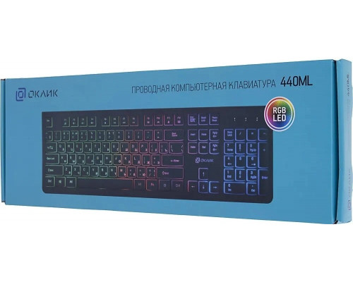 Клавиатура OKLICK 440ML черный USB slim LED Клавиатура OKLICK 440ML черный USB slim LED