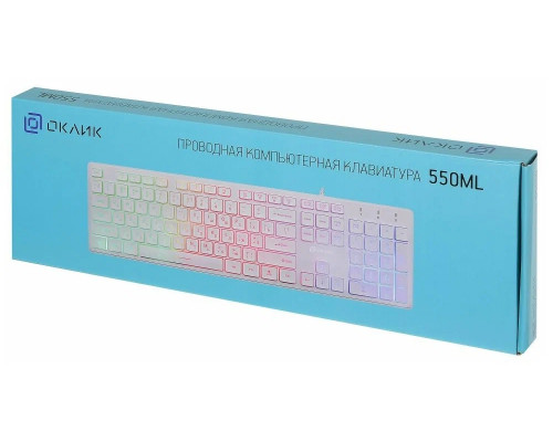 Клавиатура Oklick 550ML белый USB slim Multimedia LED [1061618]