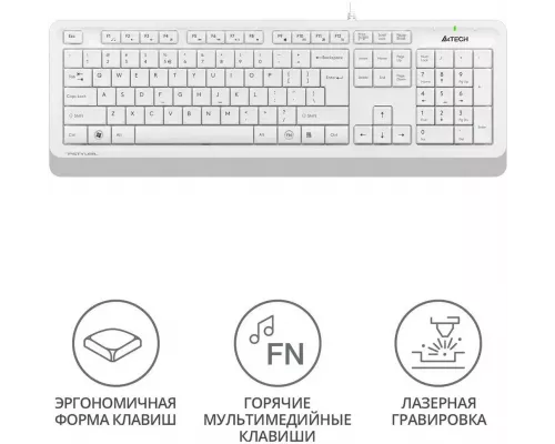Клавиатура A4Tech Fstyler FK10 белый/серый USB Multimedia