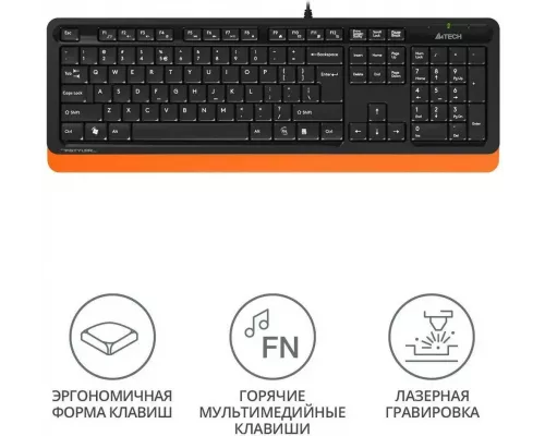 Клавиатура A4Tech Fstyler FK10 черный/оранжевый USB Multimedia