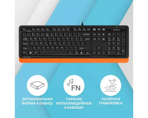 Клавиатура A4Tech Fstyler FK10 черный/оранжевый USB Multimedia