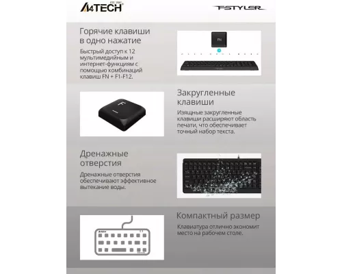 Клавиатура A4Tech Fstyler FK15 черный USB
