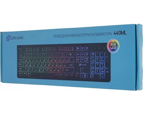 Клавиатура OKLICK 440ML черный USB slim LED