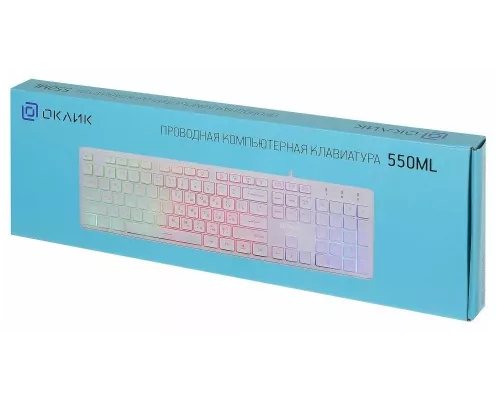 Клавиатура OKLICK 550ML белый USB slim Multimedia LED [1061618]