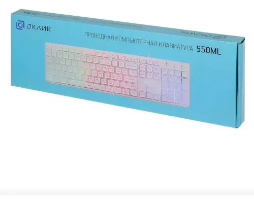 Клавиатура OKLICK 550ML белый USB slim Multimedia LED [1061618]