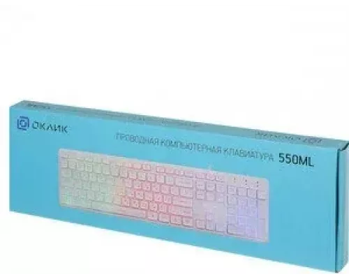 Клавиатура OKLICK 550ML белый USB slim Multimedia LED [1061618]