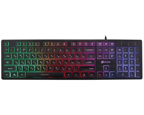 Клавиатура OKLICK 550ML черный USB slim Multimedia LED