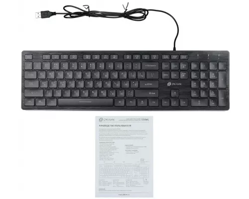 Клавиатура OKLICK 550ML черный USB slim Multimedia LED