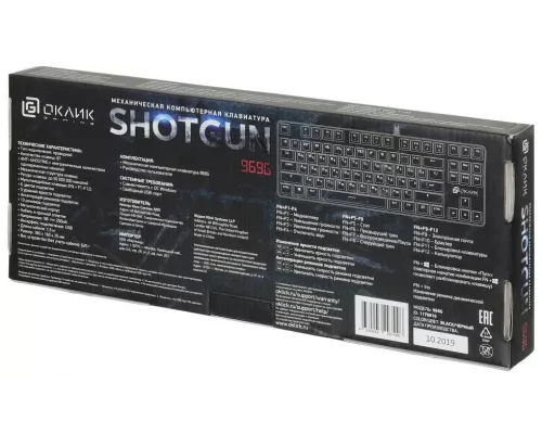 Клавиатура OKLICK 969G SHOTGUN механическая черный USB Multimedia for gamer LED