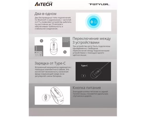 Мышь A4Tech Fstyler FB10C черный/синий