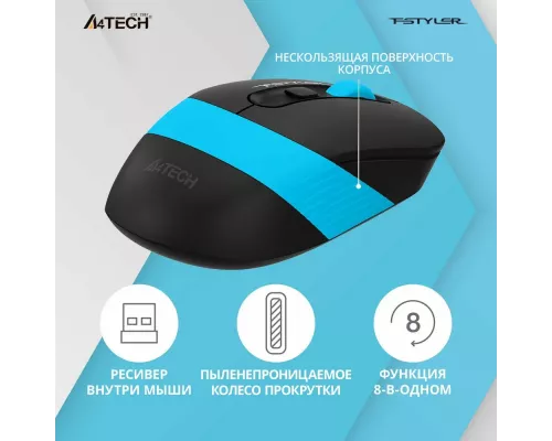 Мышь A4Tech Fstyler FG10S черный/синий