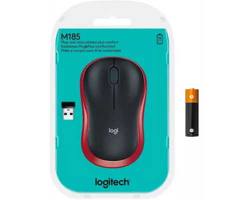 Мышь Logitech Wireless Mouse M185 Red