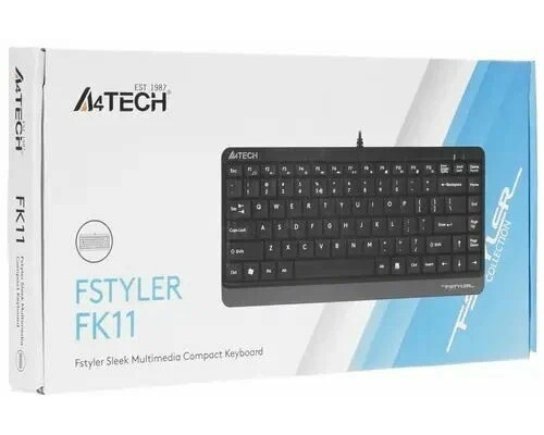 Клавиатура A4 Fstyler FK11 серый USB slim