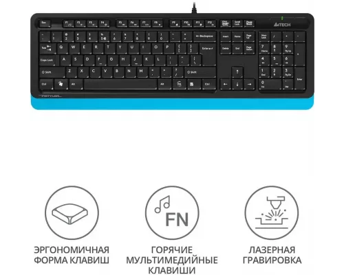 Клавиатура A4Tech Fstyler FK10 черный/синий USB Multimedia