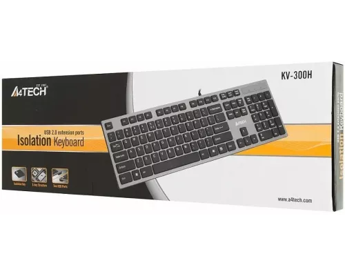 Клавиатура A4Tech KV-300H серый/черный USB slim