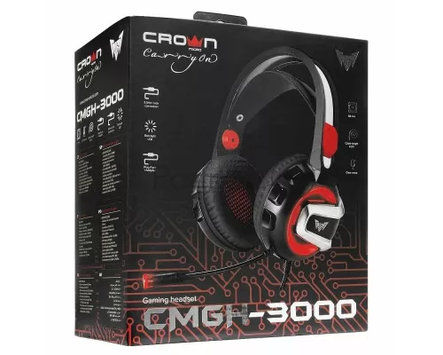 Наушники CROWN CMGH-3000 Black&red