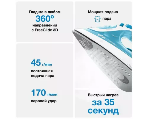 Утюг Braun SI 3053 BL голубой/белый