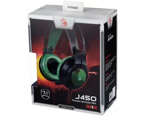 Наушники A4Tech Bloody J450 черный/зеленый