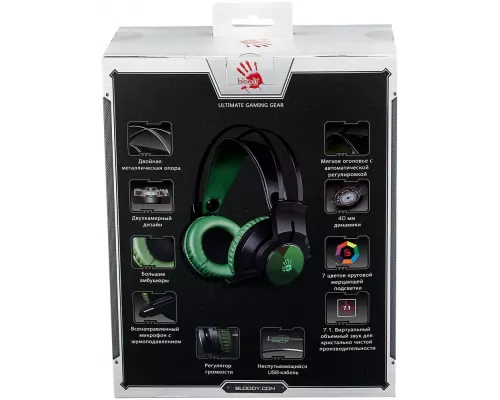 Наушники A4Tech Bloody J450 черный/зеленый
