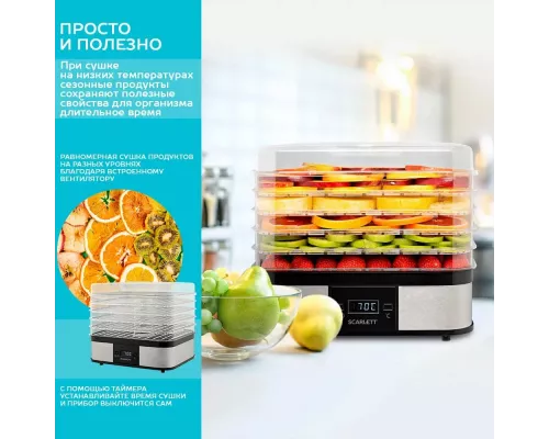 Сушилка для овощей и фруктов Scarlett SC-FD421T19 серебристый