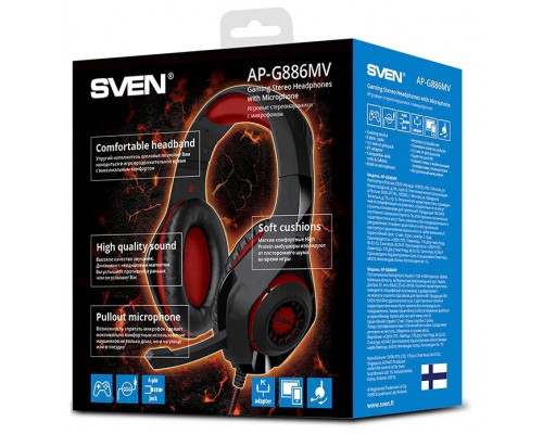 Игровые наушники SVEN AP-G886MV с микрофоном черно-красные