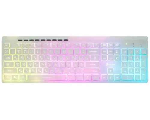 Клавиатура OKLICK 490ML белый USB slim Multimedia LED