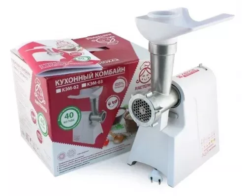 Мясорубка Мастерица КЭМ-02, с овощерезкой, производительность 40 кг/час, 3 скорости, максимальная мощность 600 Вт