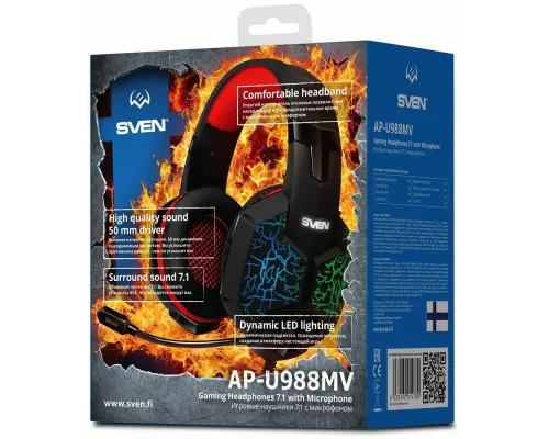 Наушники SVEN AP-U988MV черный-красный