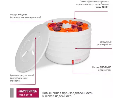 Сушилка для овощей и фруктов Мастерица EFD-0501M с прозрачными поддонами