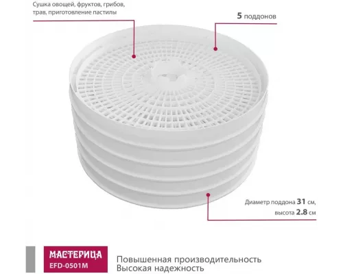 Сушилка для овощей и фруктов Мастерица EFD-0501M с прозрачными поддонами
