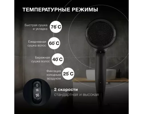 Фен Hyundai H-HDI0750 черный/черный