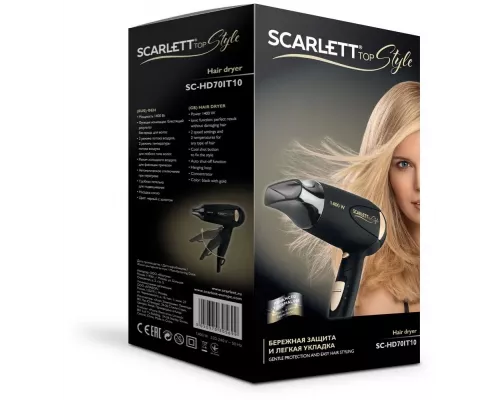 Фен Scarlett SC-HD70IT10 черный/золотистый