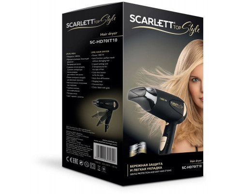 Фен Scarlett SC-HD70IT10 черный/золотистый 1400Вт